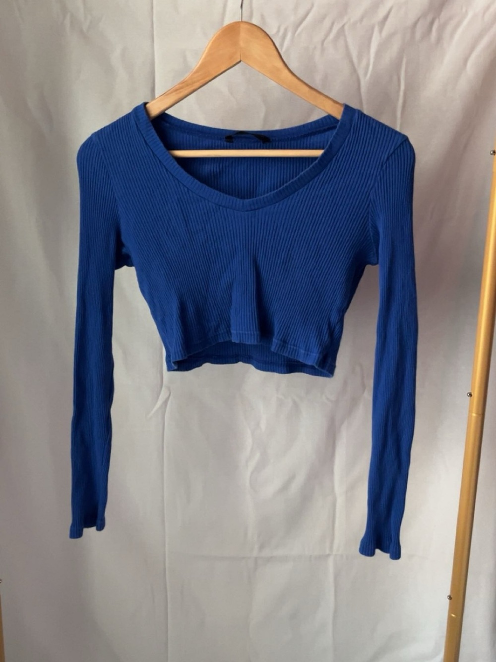 SHEIN Royal Blue Ribbed Scoop-Neck Crop Top